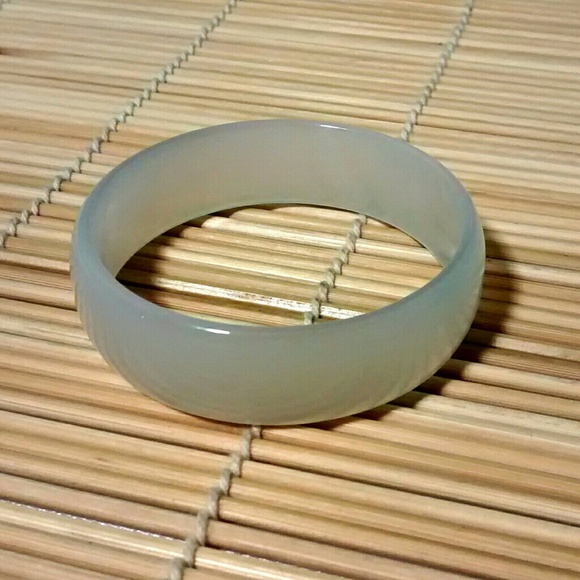 Child's Size Natural White Jade Bangle Bracelet - Picture 3 of 3
